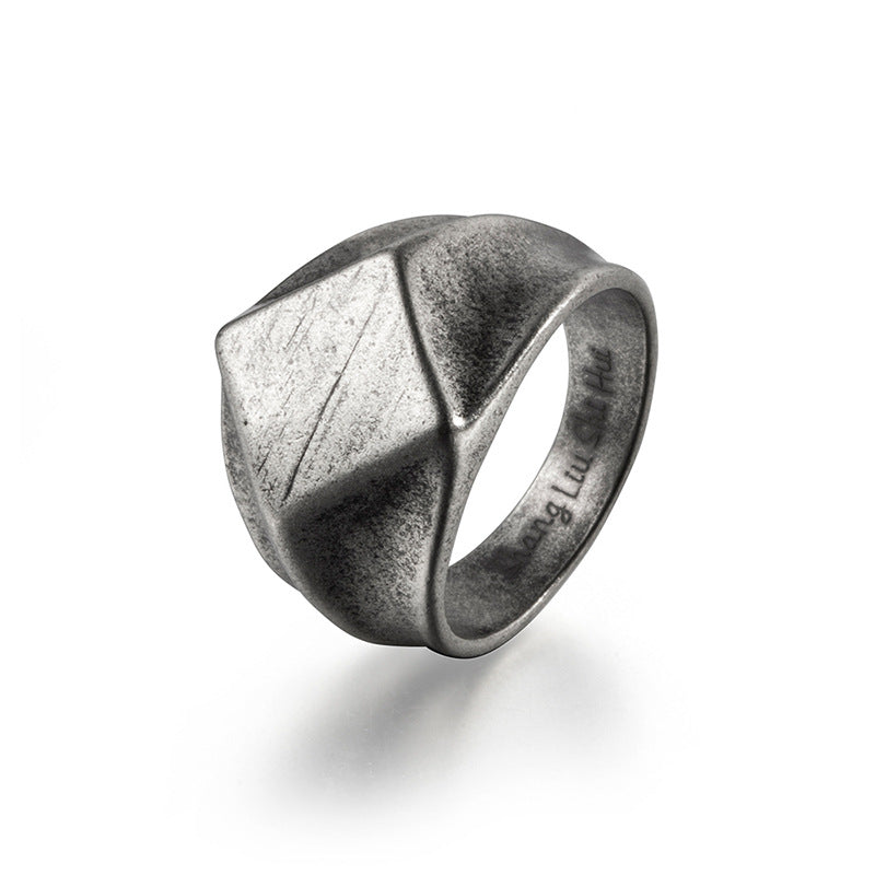 Minimalist geometric square diamond-shaped retro rings