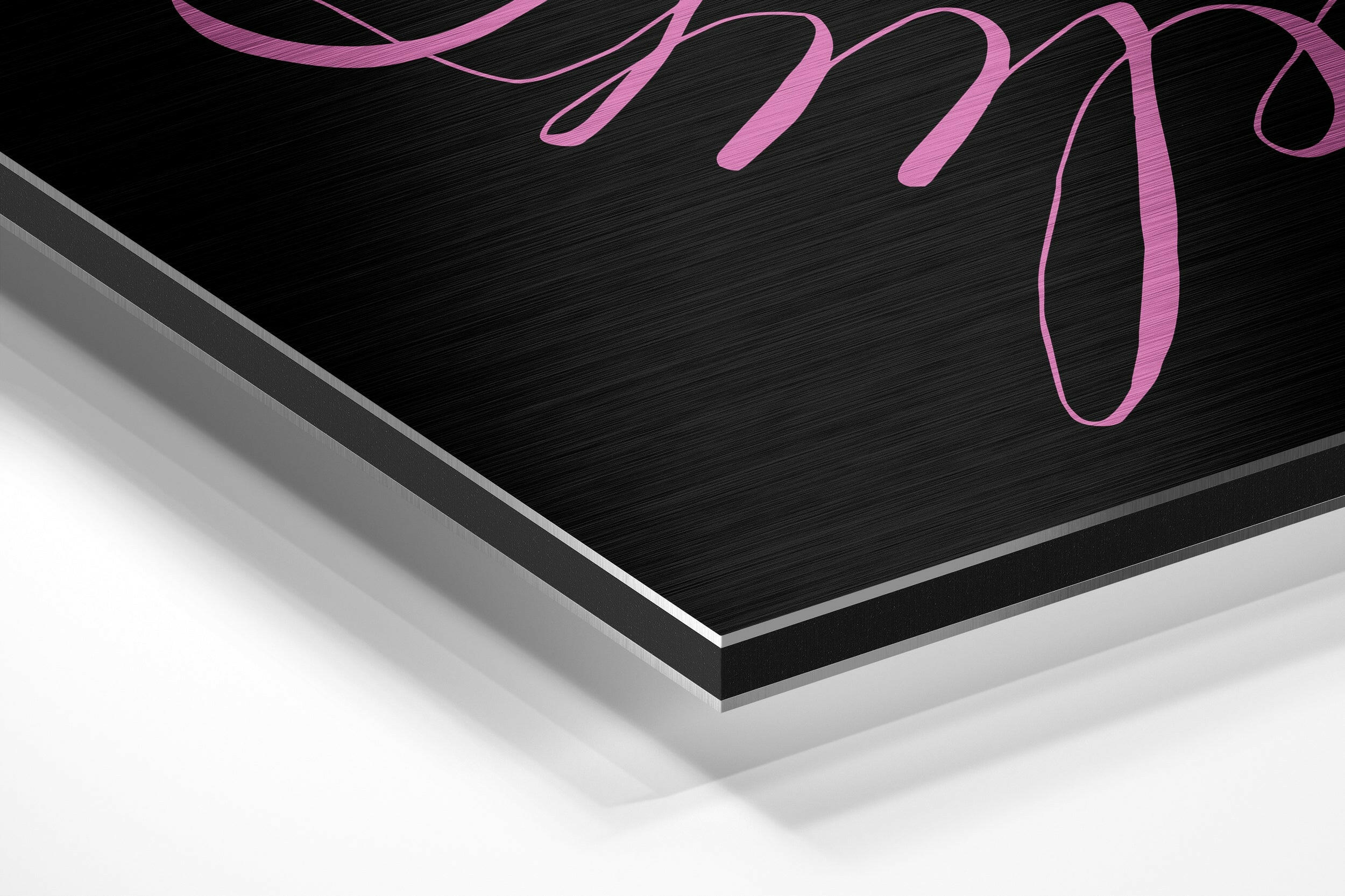 Pink Lettering Believe Quote on Black Brushed Aluminium Dibond Wall Art