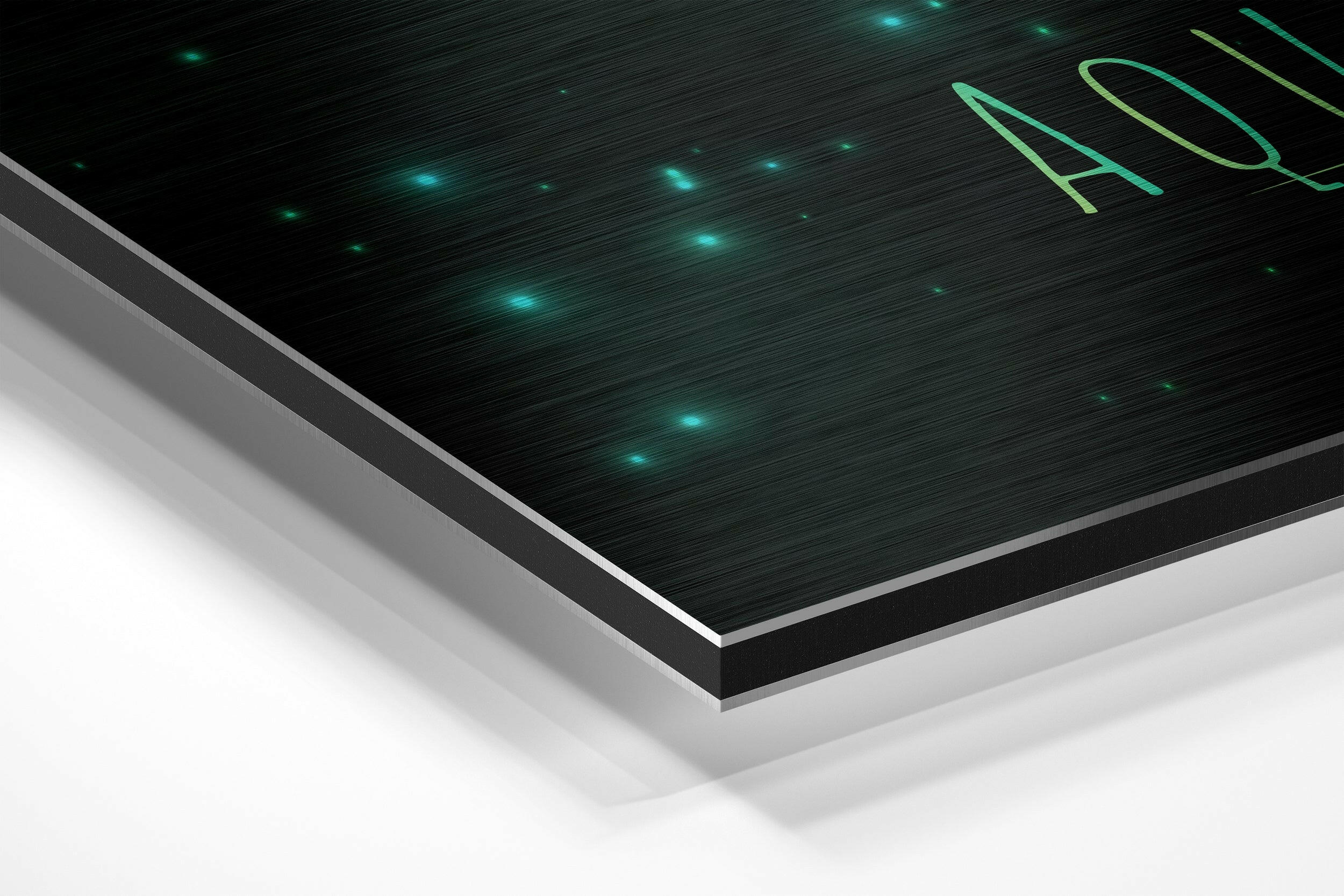 Green Brushstroke Aquarius Star Sign Brushed Aluminium Dibond Wall Art