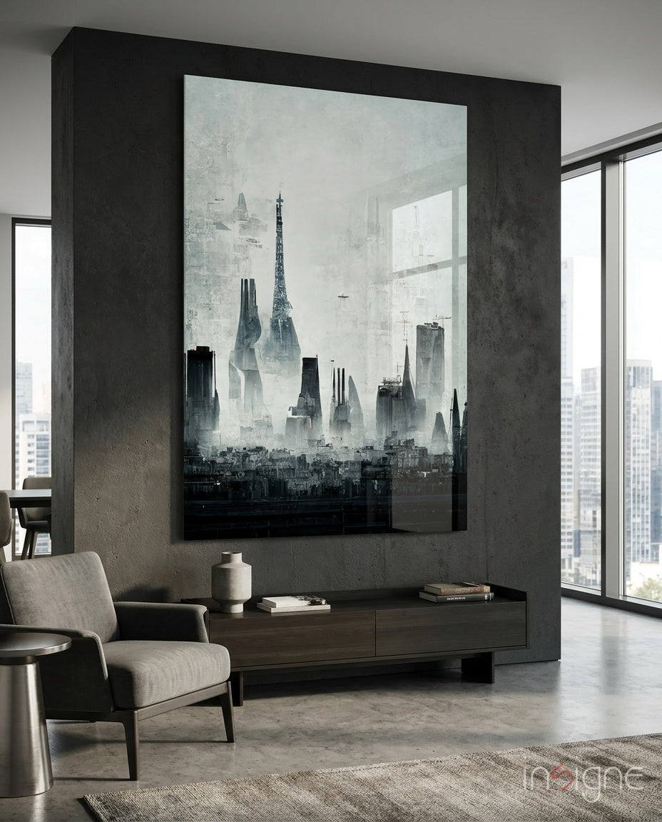 Old City Silhouette Glass Art || Designer Collection