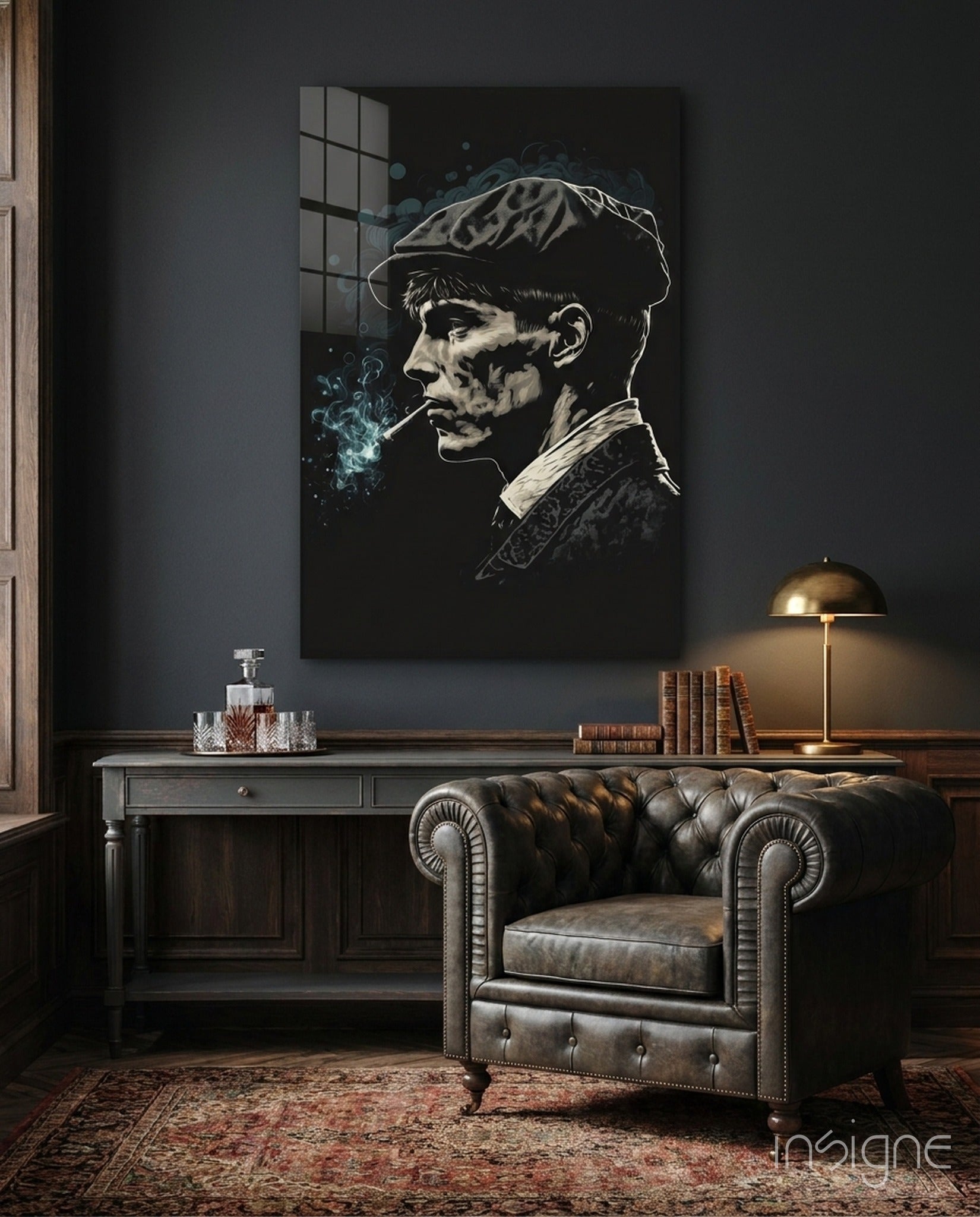 Newsboy Cap Gangster Glass Wall Art || Designer Collection