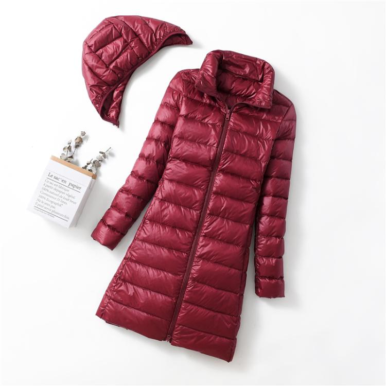 Ultralight Thin Down Jacket White Duck Down Hooded long Jackets Long Sleeve