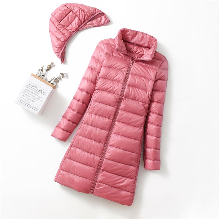 Ultralight Thin Down Jacket White Duck Down Hooded long Jackets Long Sleeve