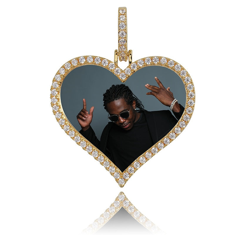 Custom Made Photo Heart Medallions Necklace & Pendant Men&