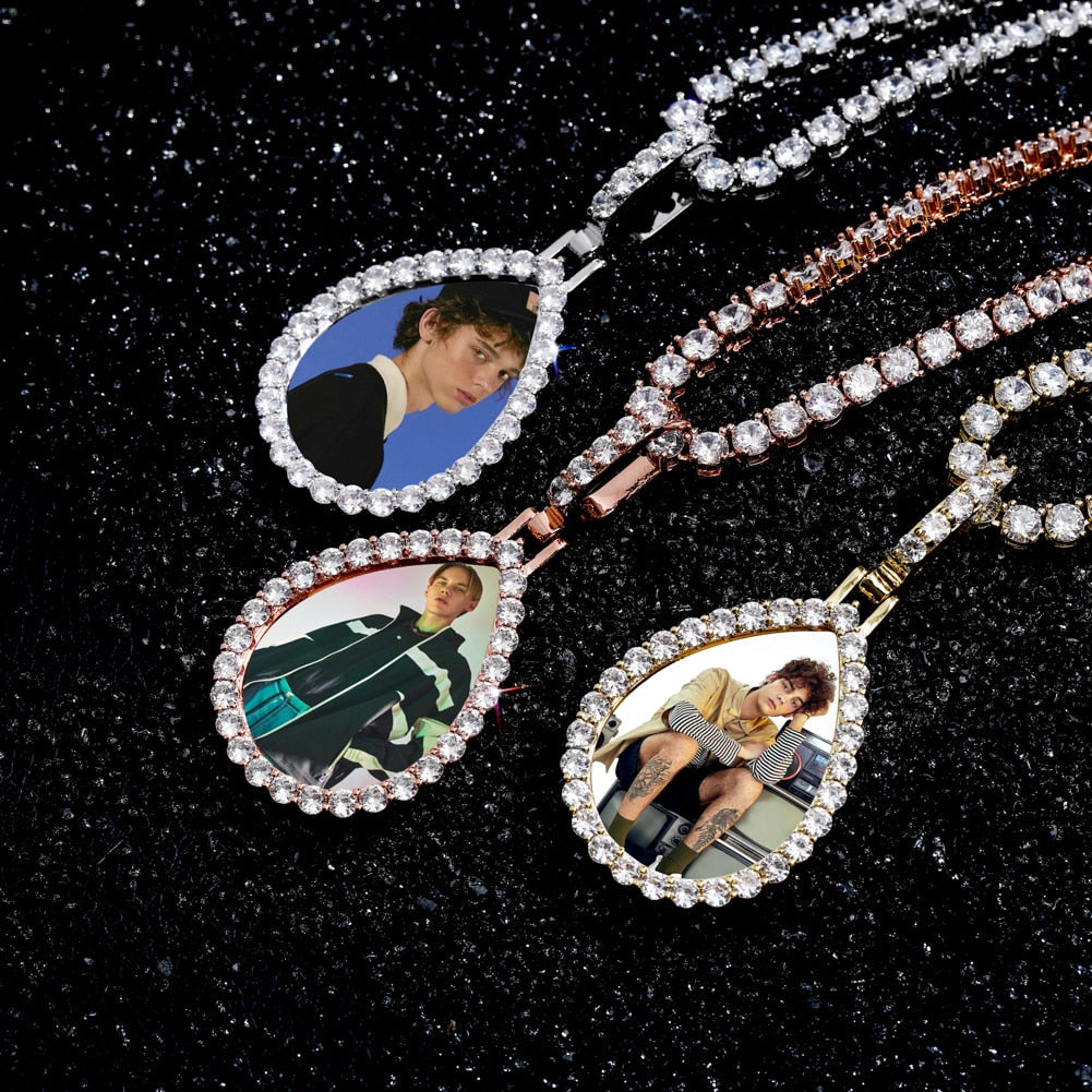 Custom Photo Pendant Drop-shaped Medal Pendant Necklace Hip Hop Jewelry