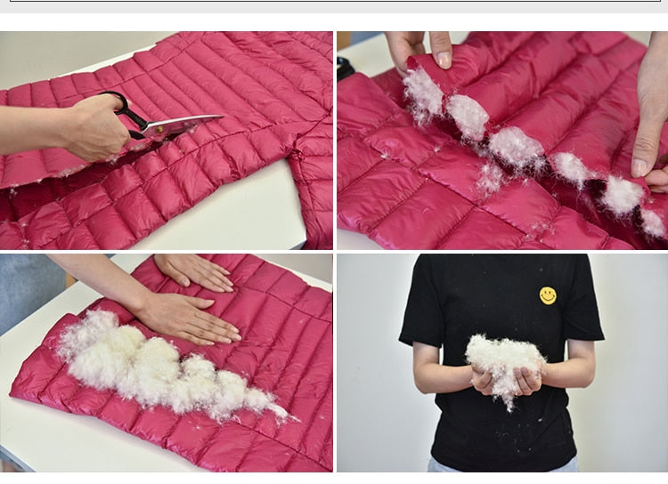 Ultralight Thin Down Jacket White Duck Down Hooded long Jackets Long Sleeve
