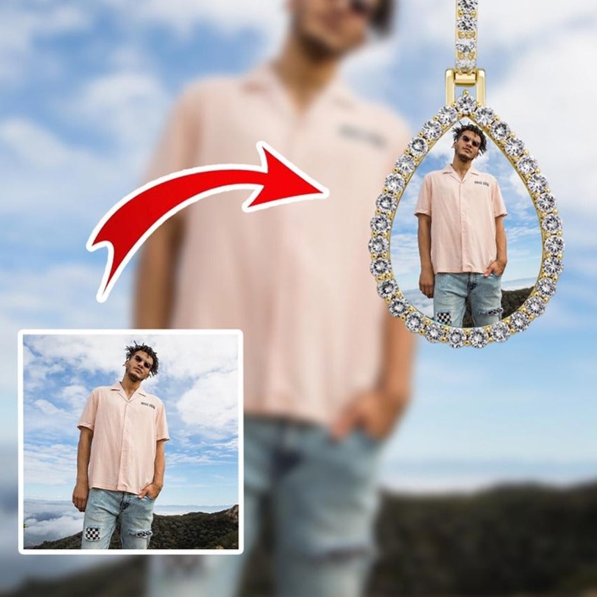 Custom Photo Pendant Drop-shaped Medal Pendant Necklace Hip Hop Jewelry