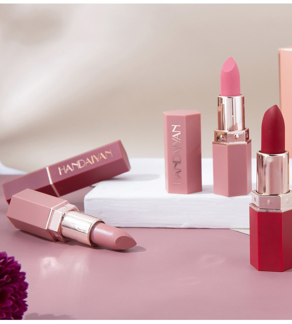 6 Colors Matte Non stick Cup Lipstick Long Lasting Moisturizing Lipstick Cosmetics Set