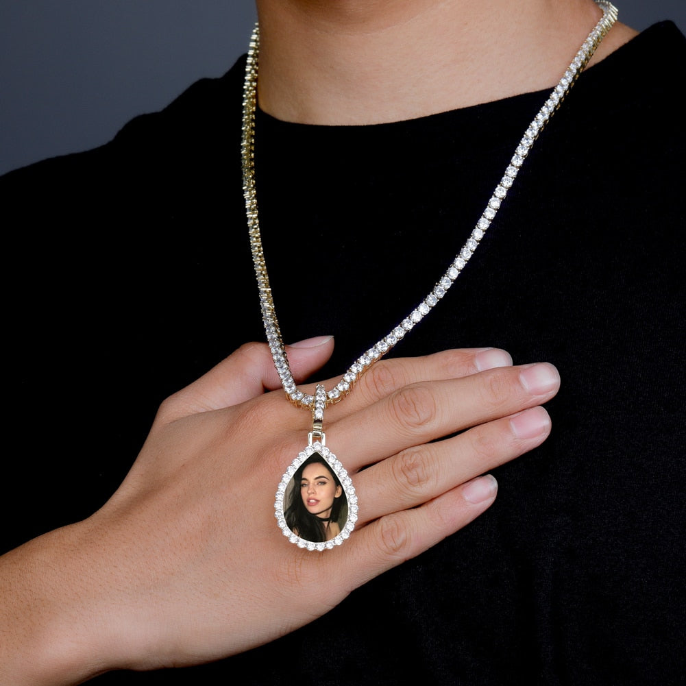 Custom Photo Pendant Drop-shaped Medal Pendant Necklace Hip Hop Jewelry