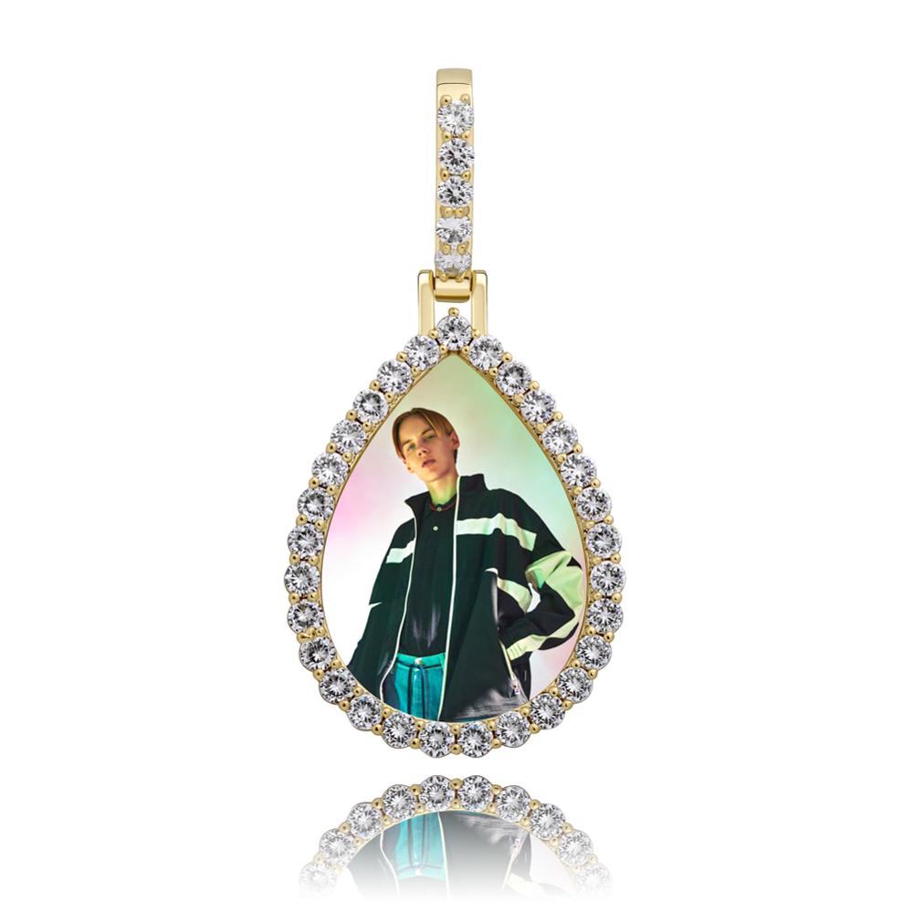 Custom Photo Pendant Drop-shaped Medal Pendant Necklace Hip Hop Jewelry