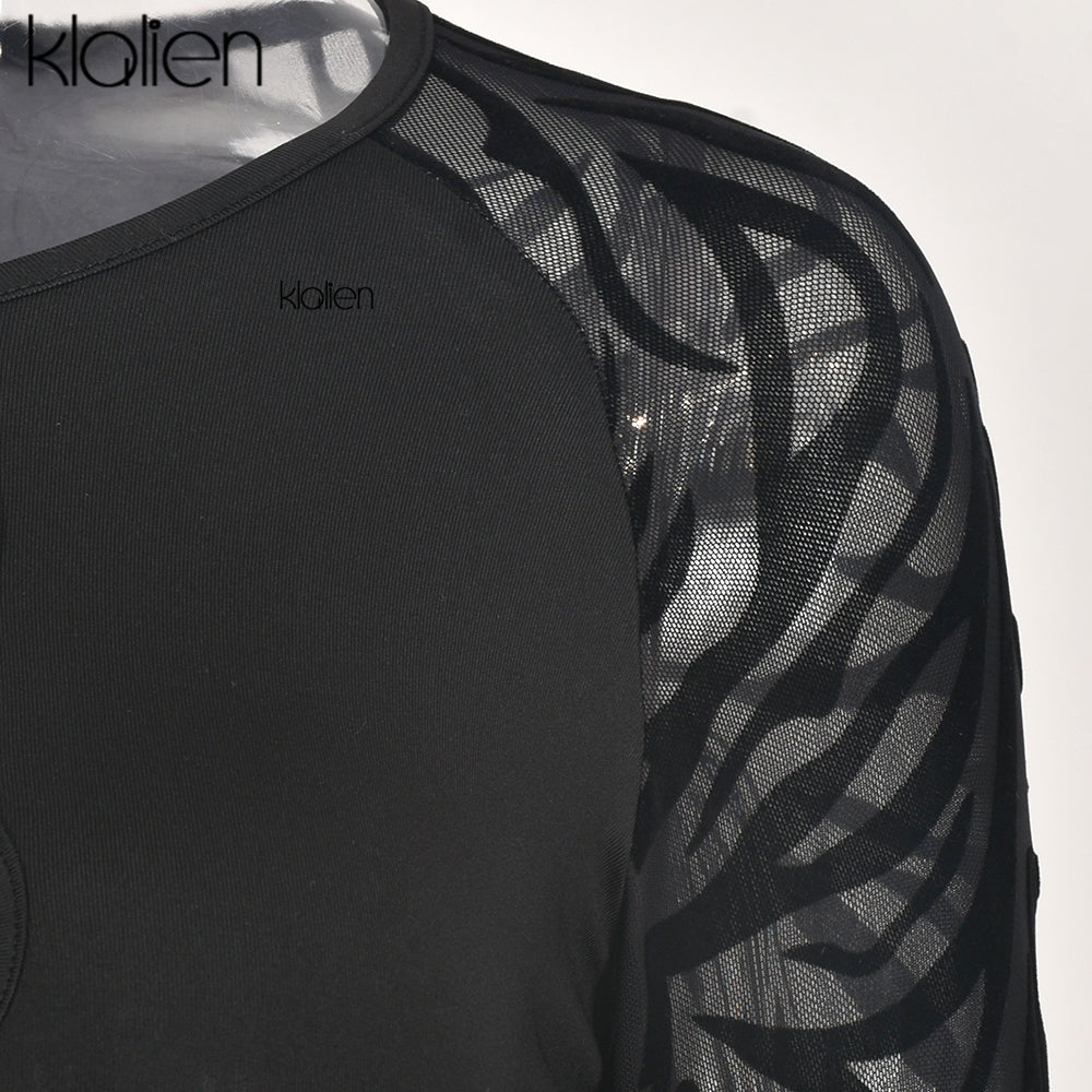 Cut Out Sexy Zebra Mesh Transparent Women&