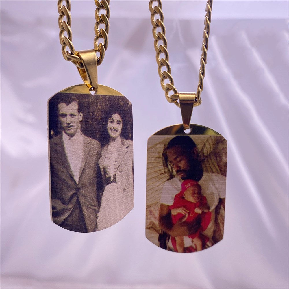 Custom Color Picture Necklace for Stainless Steel Pendant Necklace Memorial Jewelry Gift