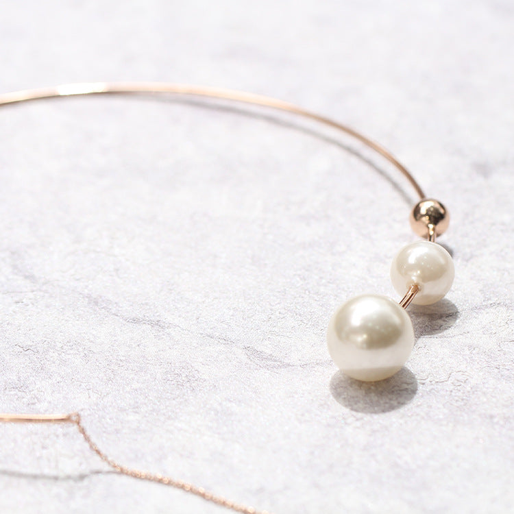 Big White Imitation Pearl Choker Necklace Clavicle Chain Fashion Necklace