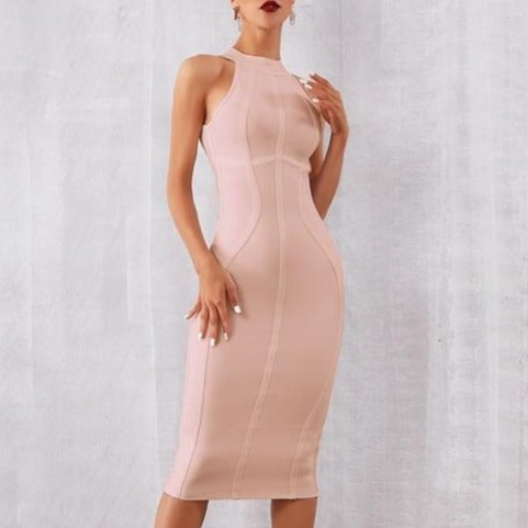 Summer White cocktail midi Dress Tank Sexy Sleeveless white dress for women