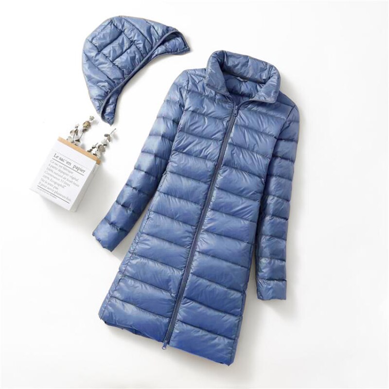 Ultralight Thin Down Jacket White Duck Down Hooded long Jackets Long Sleeve