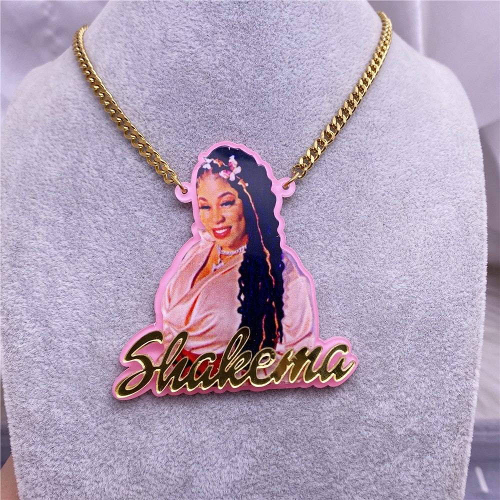 Custom Name Picture Necklace for Women Personalized Acrylic Pendent Necklace Custome Jewelry