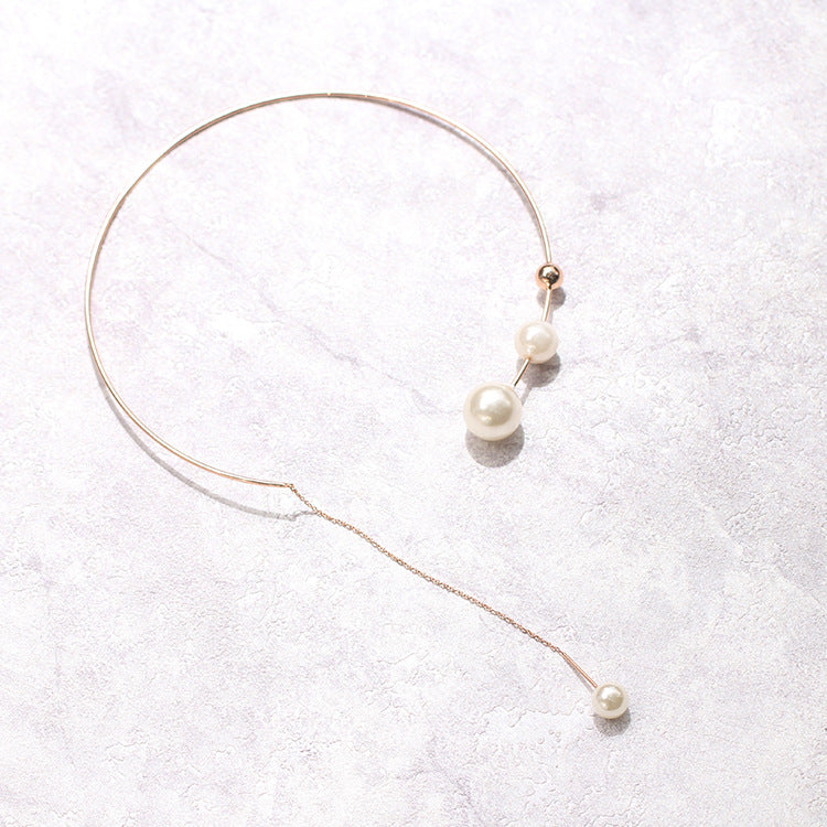 Big White Imitation Pearl Choker Necklace Clavicle Chain Fashion Necklace