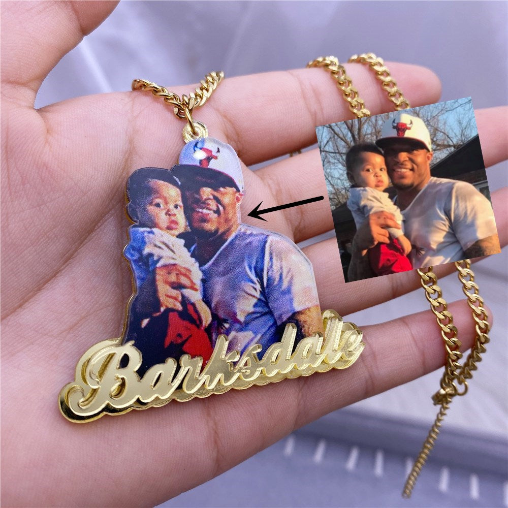 Custom Name Picture Necklace for Women Personalized Acrylic Pendent Necklace Custome Jewelry