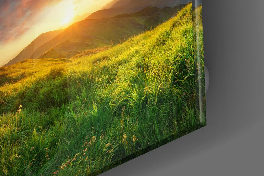 Coral Cloud Sunrise Grass Valley Glass Wall Art