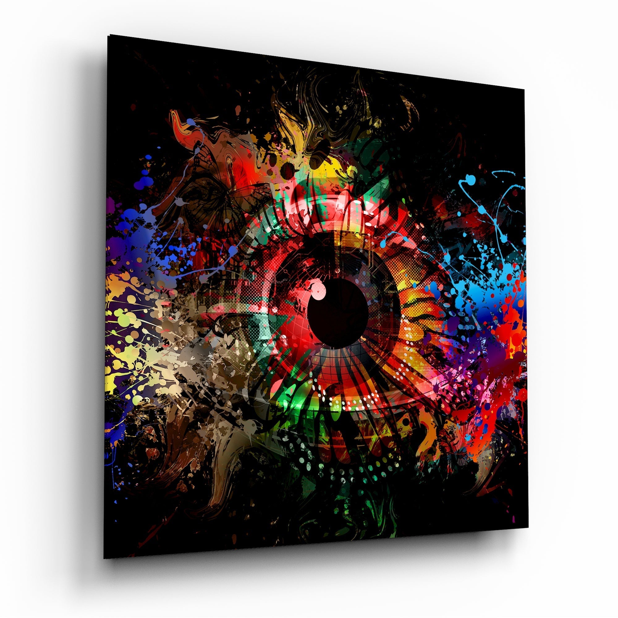 Psychedelic Eye Color Burst Glass Wall Art