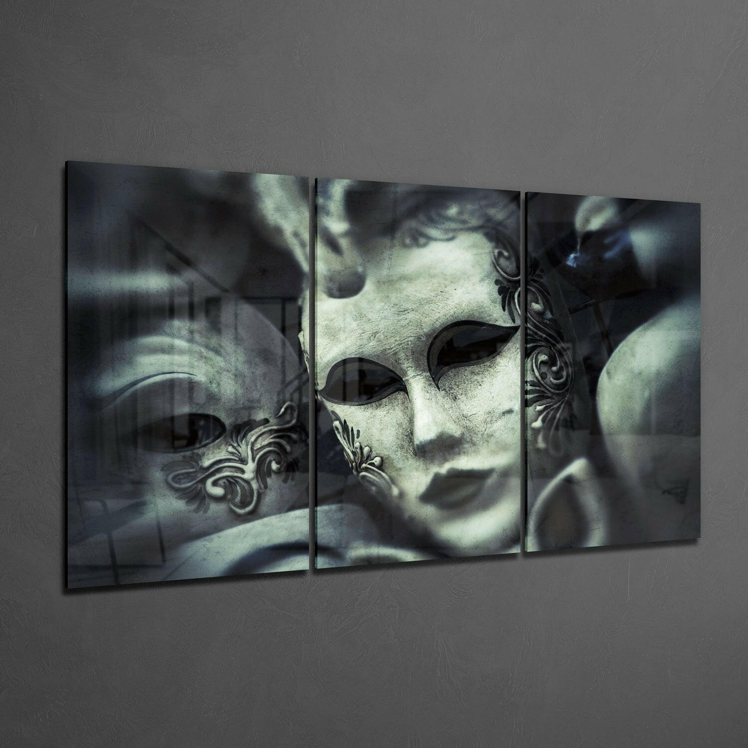 Vintage Venetian Carnival Masks Glass Wall Art