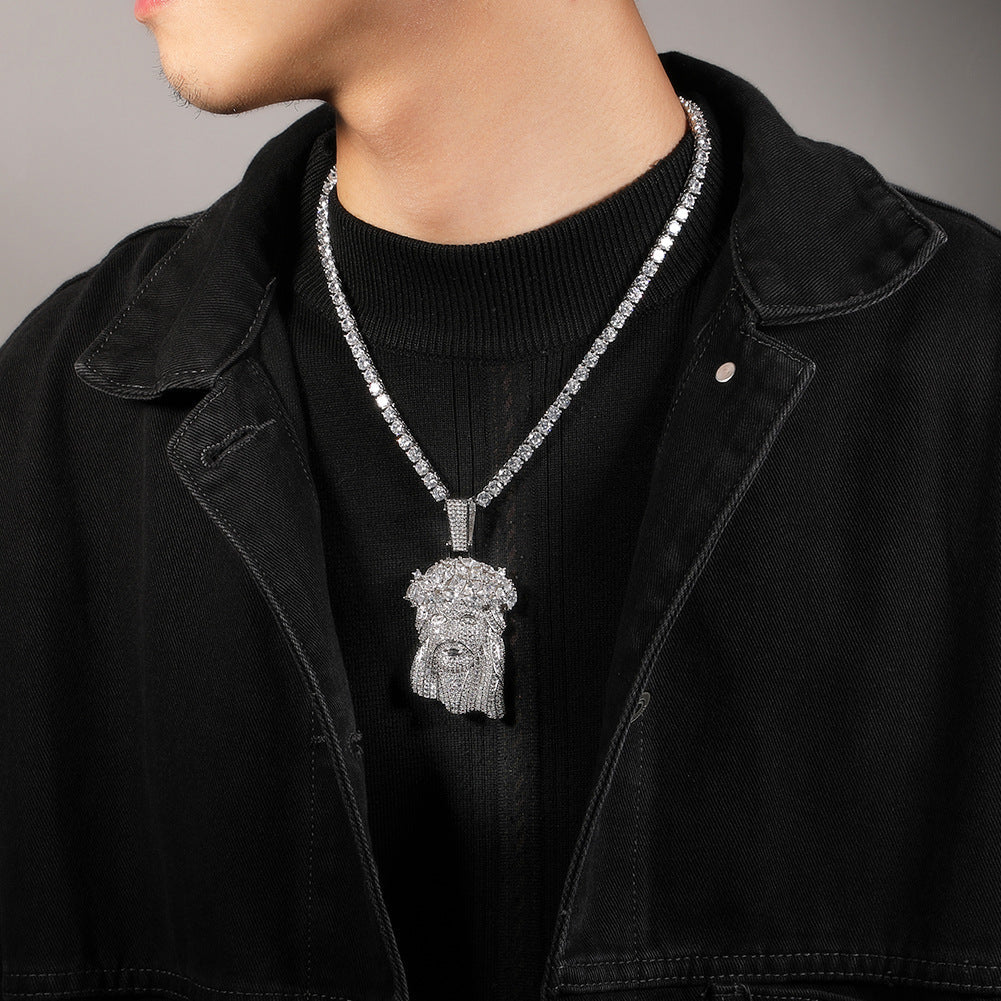 Hip Hop Iced Out CZ Jesus Piece Pendant Necklace
