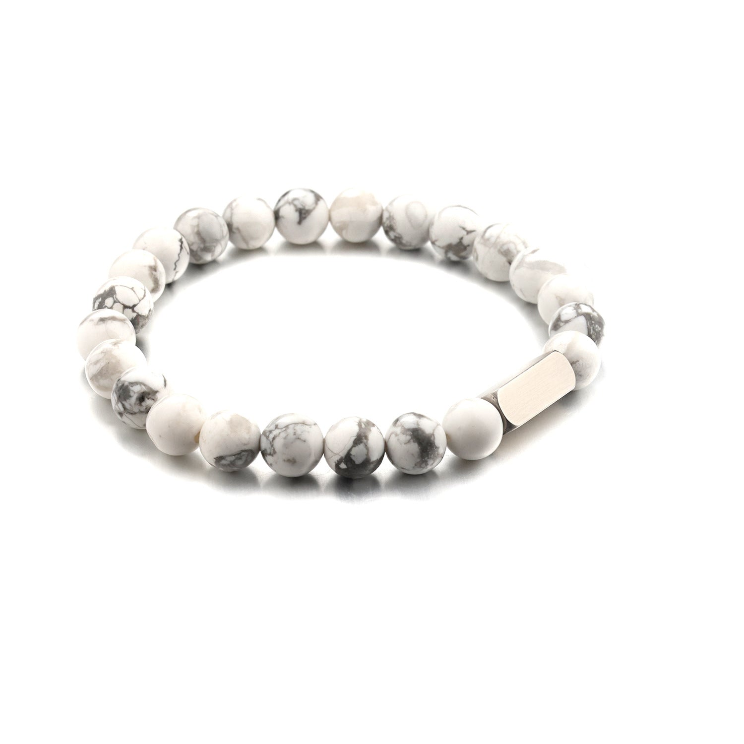 Stainless steel engraved beaded bracelet