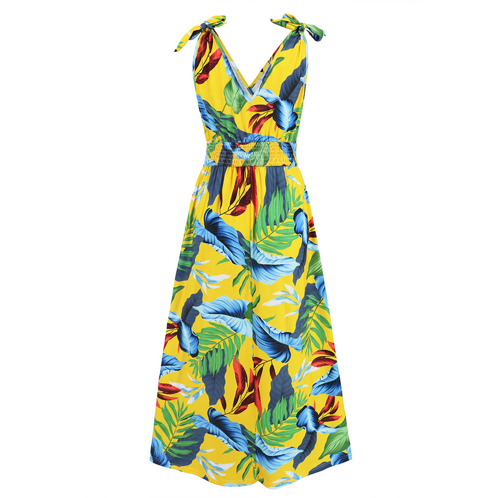 Hawaiian Beach Dress Summer Print Long Skirt Women&