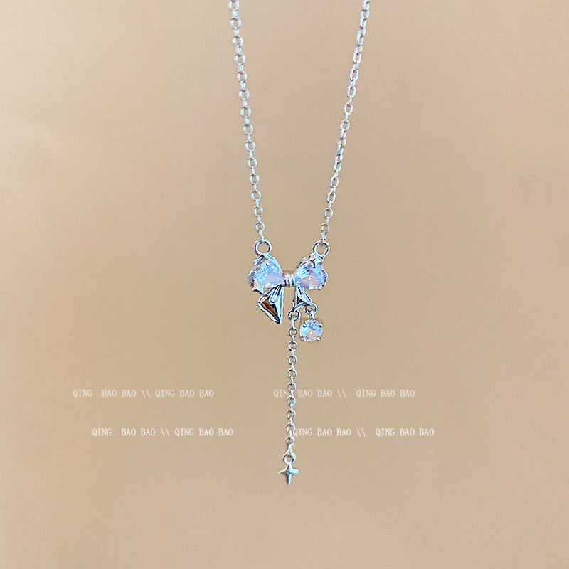 Titanium steel pearl clavicle necklace