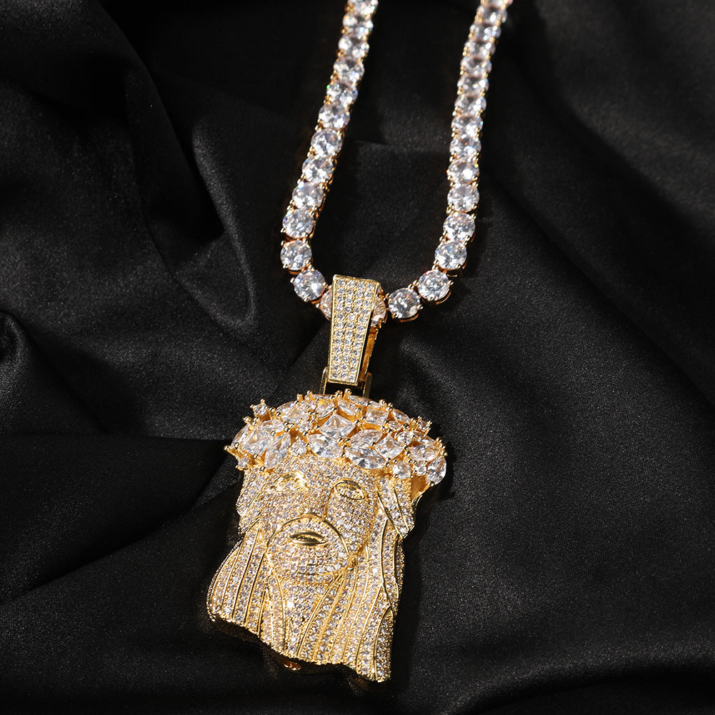 Hip Hop Iced Out CZ Jesus Piece Pendant Necklace