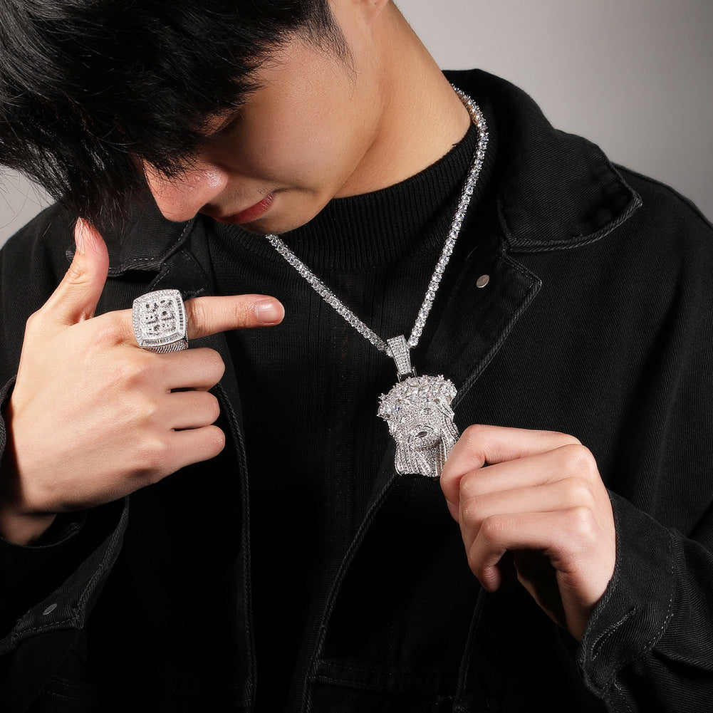 Hip Hop Iced Out CZ Jesus Piece Pendant Necklace