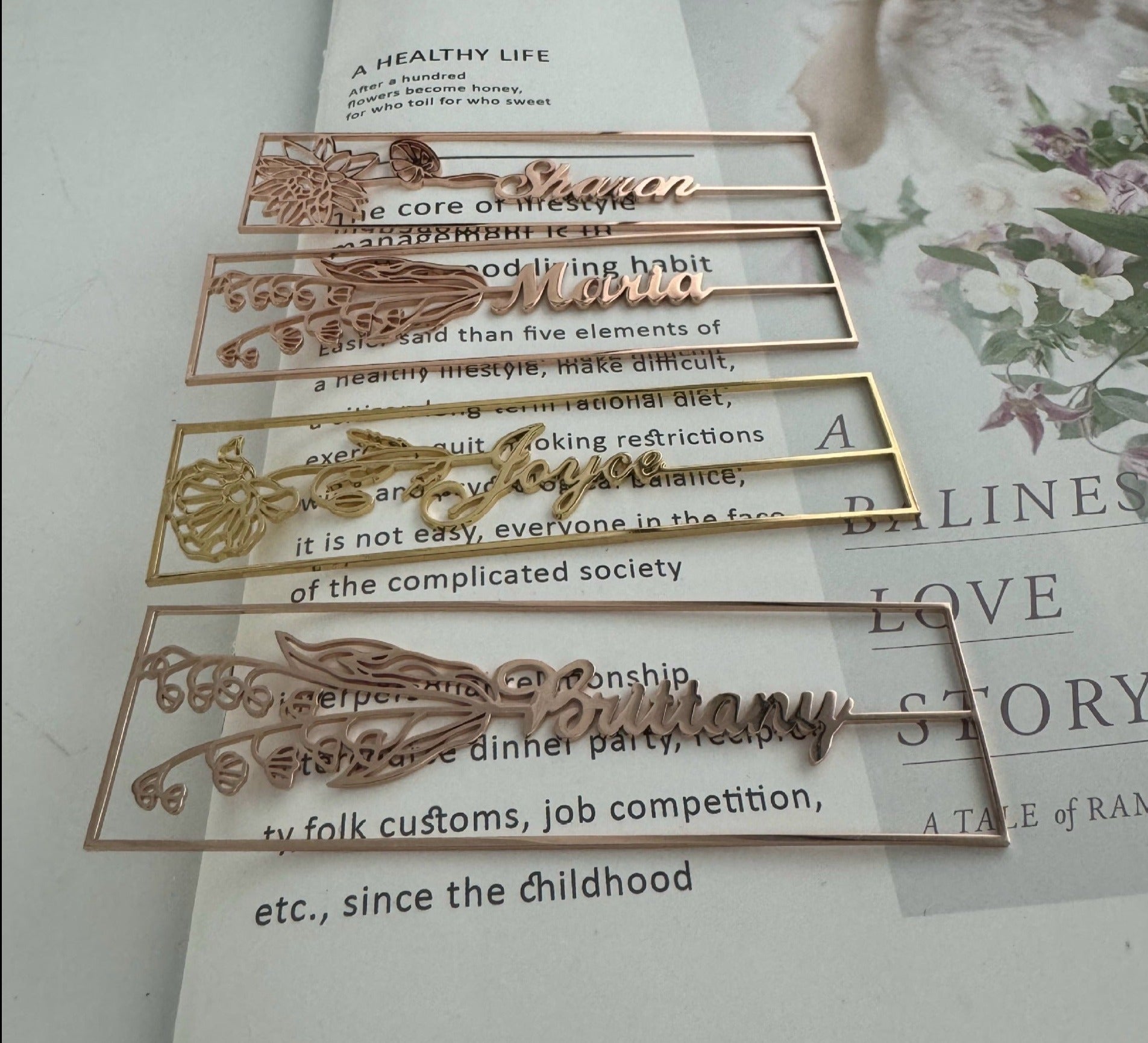 customized birthday flower name bookmark