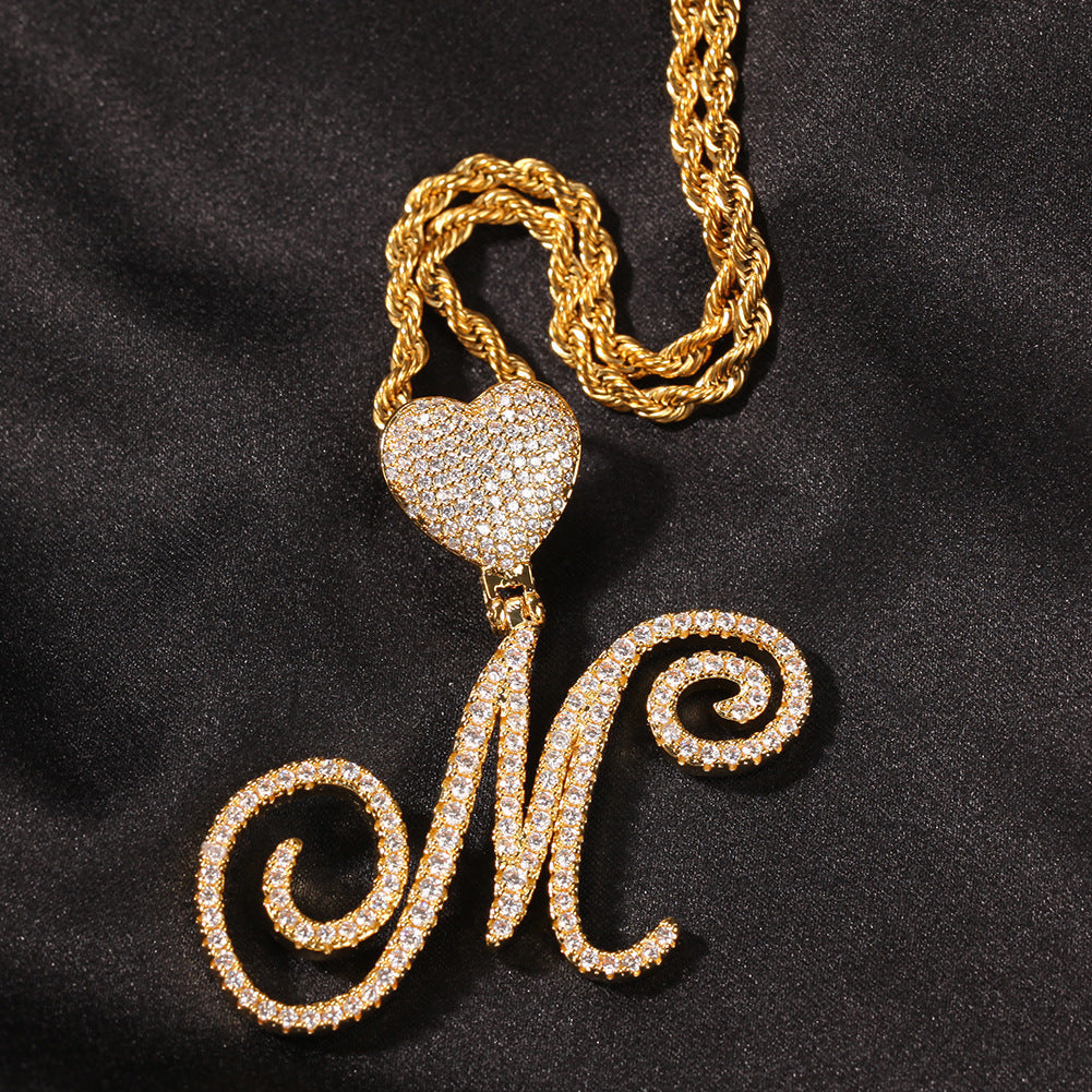 mens gold chain love button head floral necklace