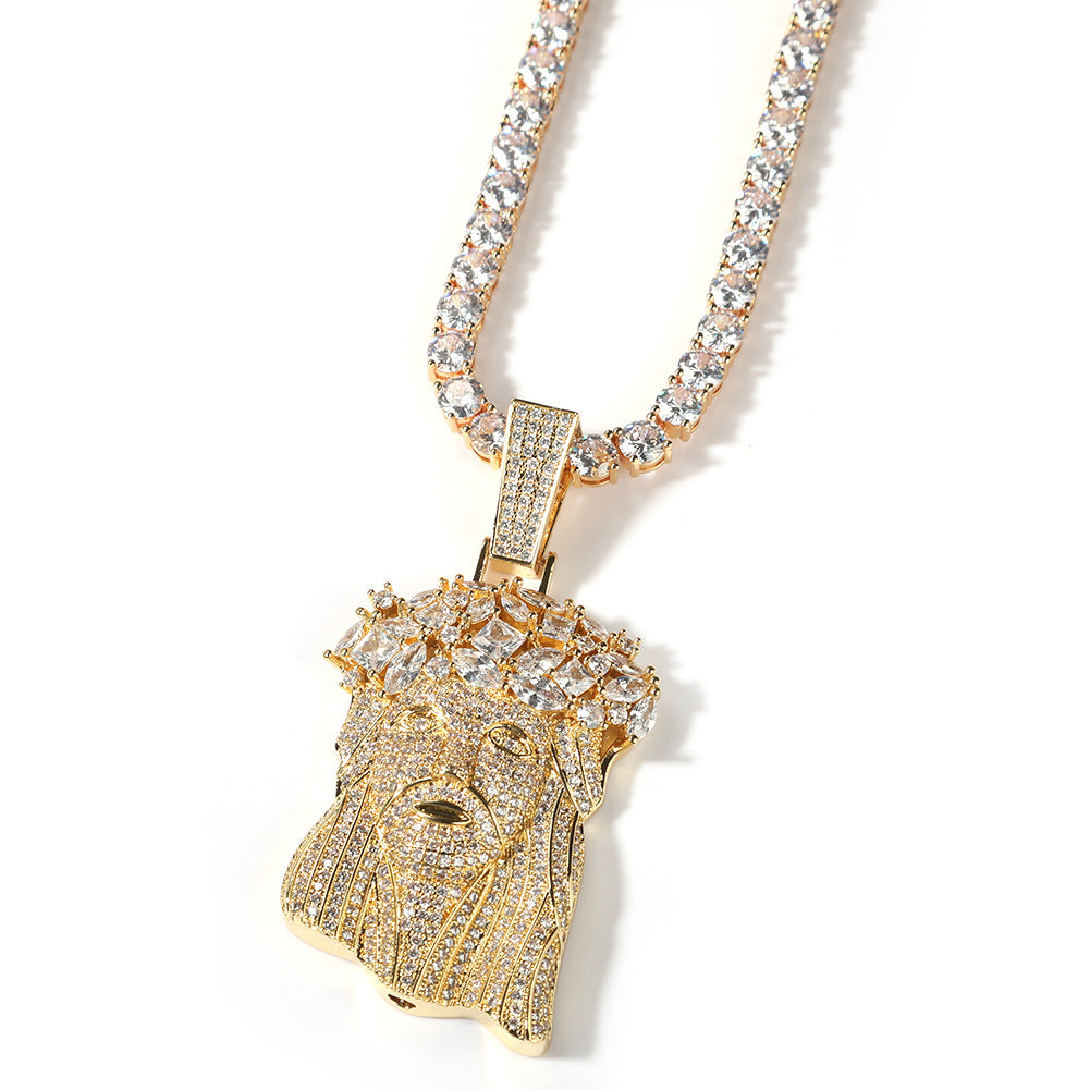 Hip Hop Iced Out CZ Jesus Piece Pendant Necklace