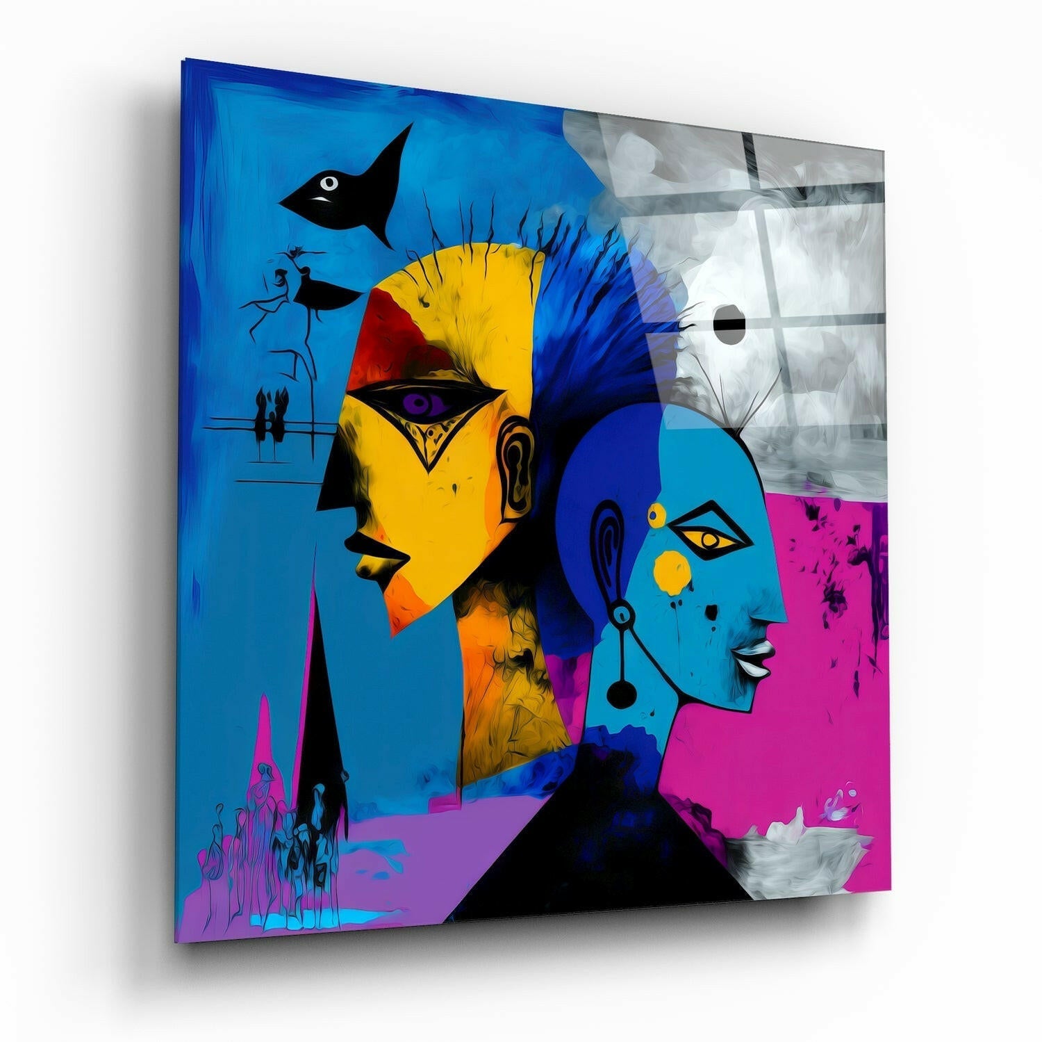 Geometric Mind Abstraction Glass Wall Art || Designers Collection