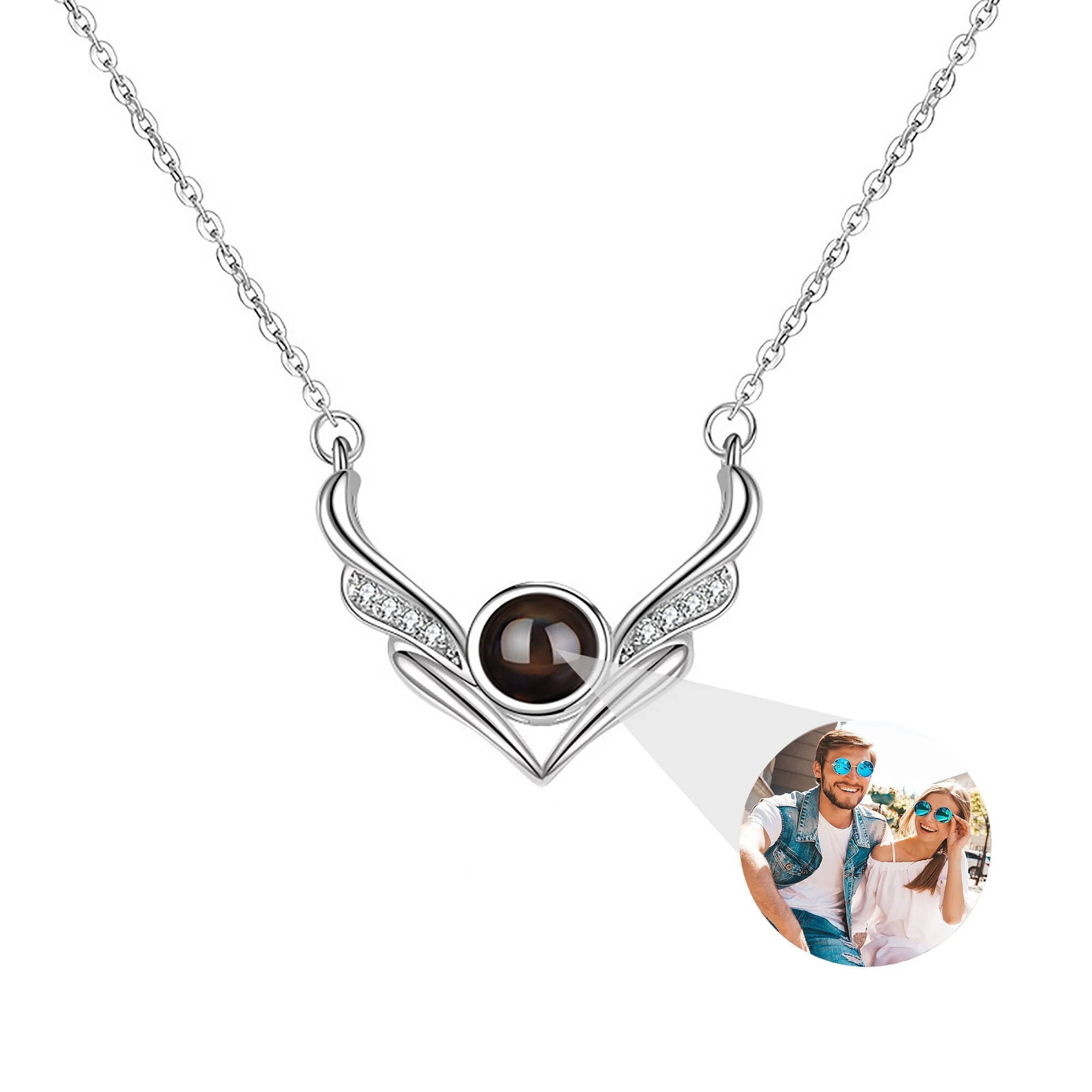 Angel wings with customizable photosProjection Necklace Pendant Jewelry