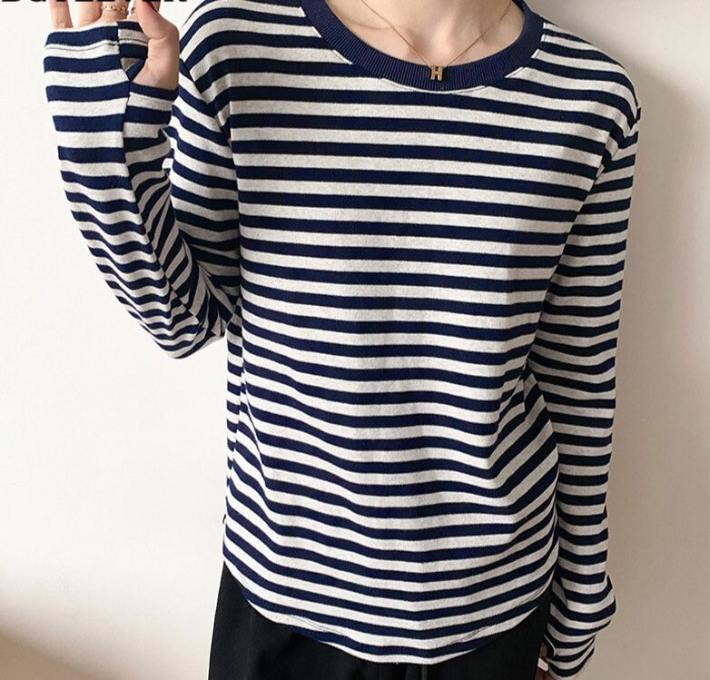 Casual O-neck Women Striped T-shirts Spring Summer Short Sleeve Loose Female Tops