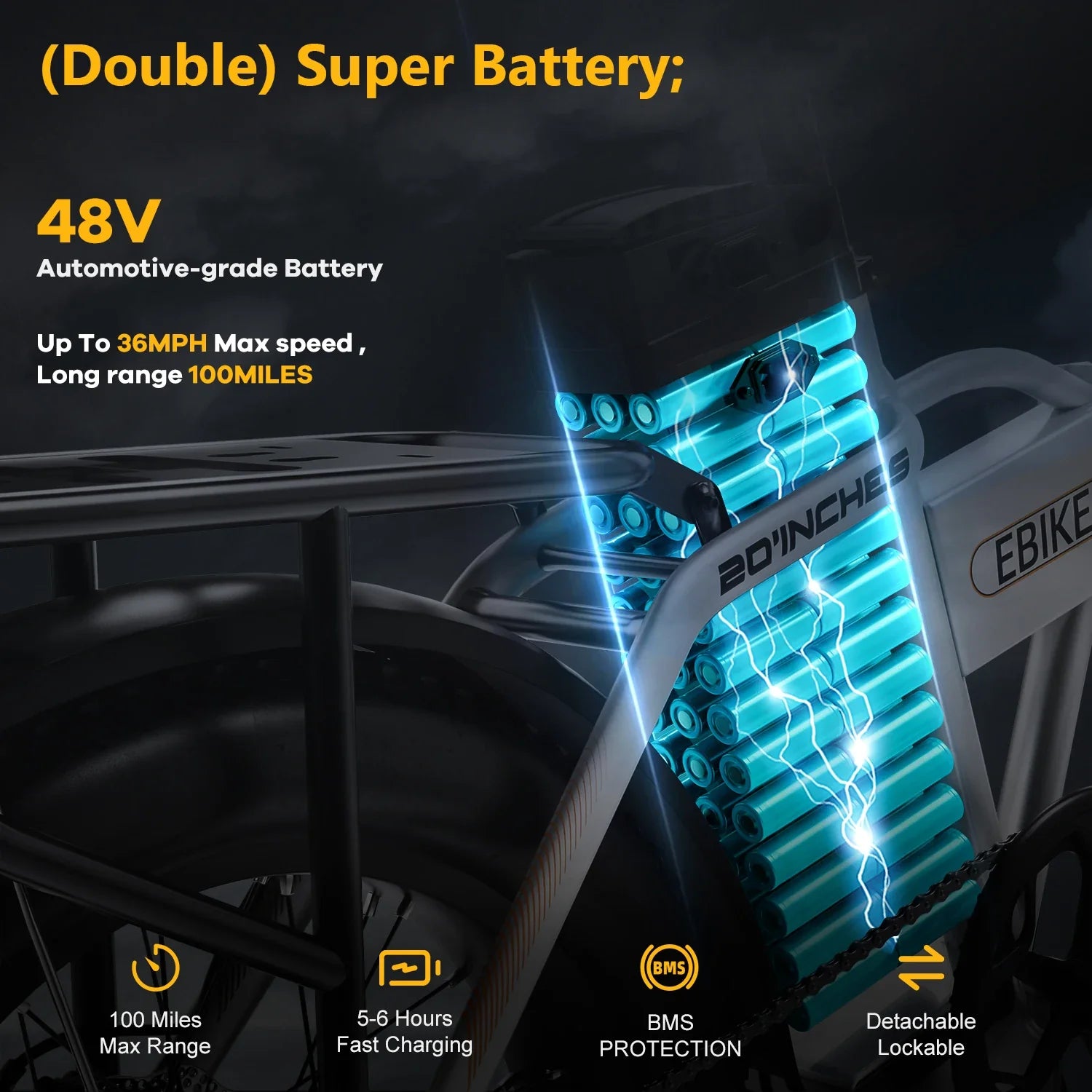 Cybervelo 1000W Ebike For Adults,Removable Battery EBike,28+MPH,Foldable Electric Bike,80 Miles Max Range,Fat Tire EK4 EK5