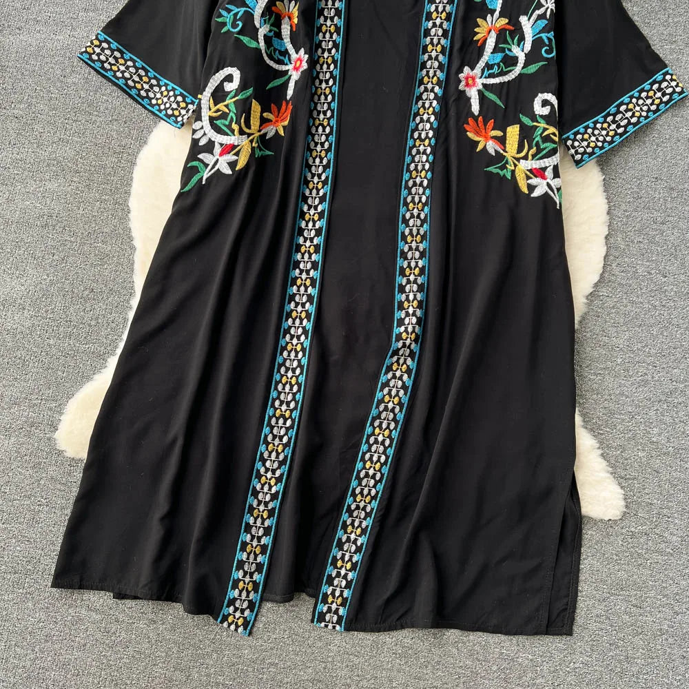 Retro Embroidery Sun Protection Shirt Chiffon Long Streetwear