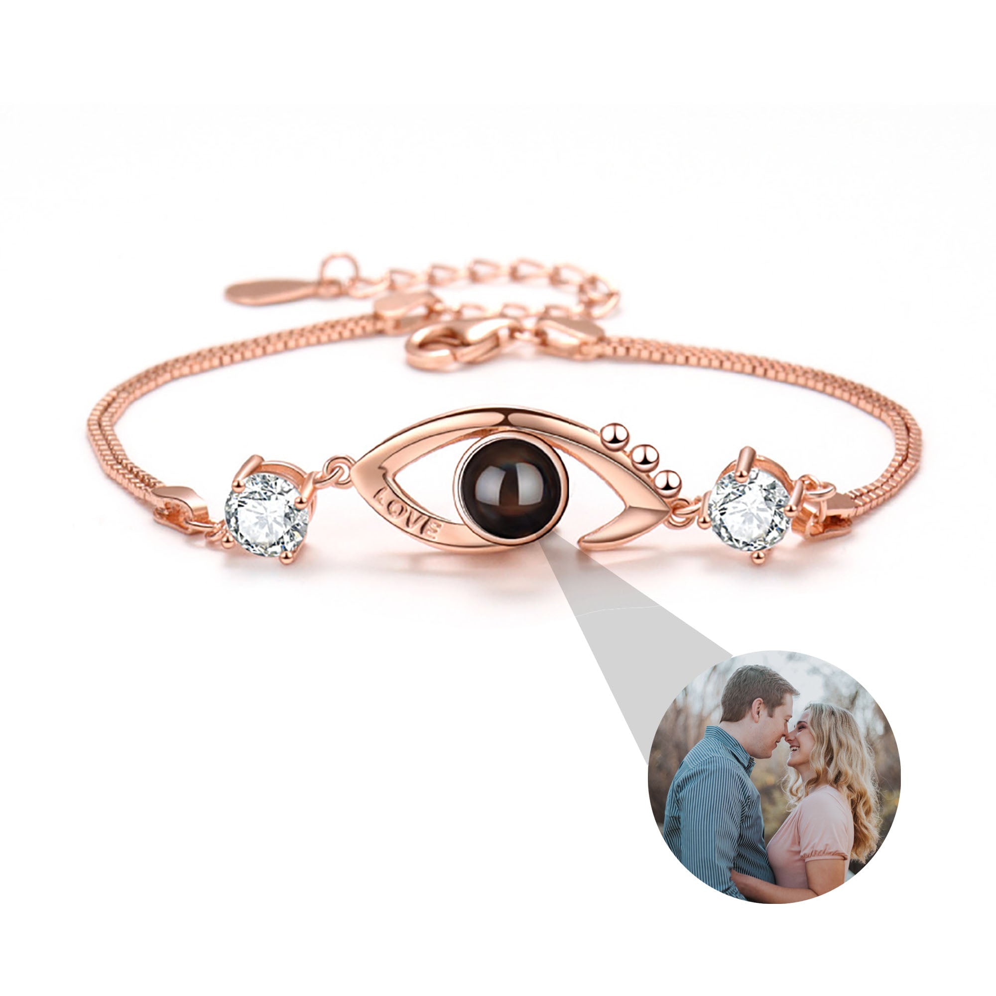 Customizable Photo EyesCircle Projection Bracelets Personalized Couple Memorial Jewelr