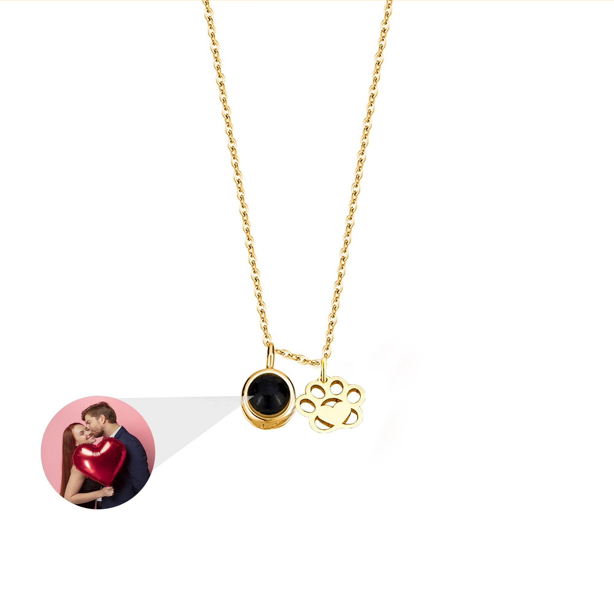 Customized Photo Dog Paws Projection Necklace Pendant Jewelry For Lover Girlfriend