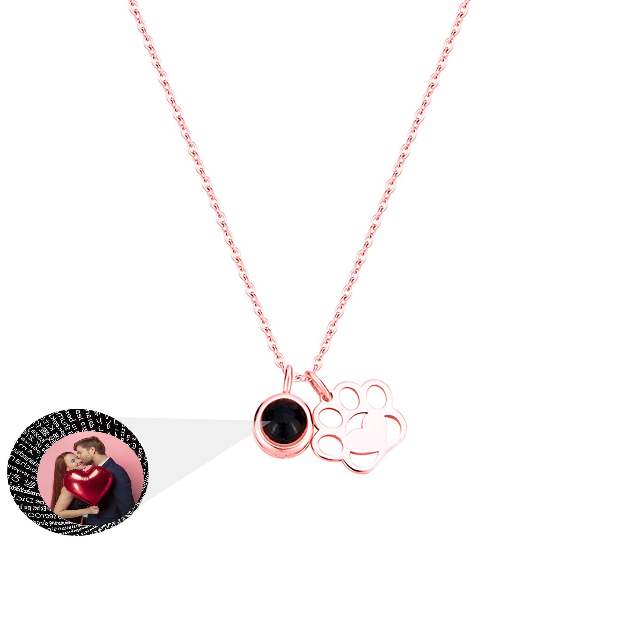 Customized Photo Dog Paws Projection Necklace Pendant Jewelry For Lover Girlfriend