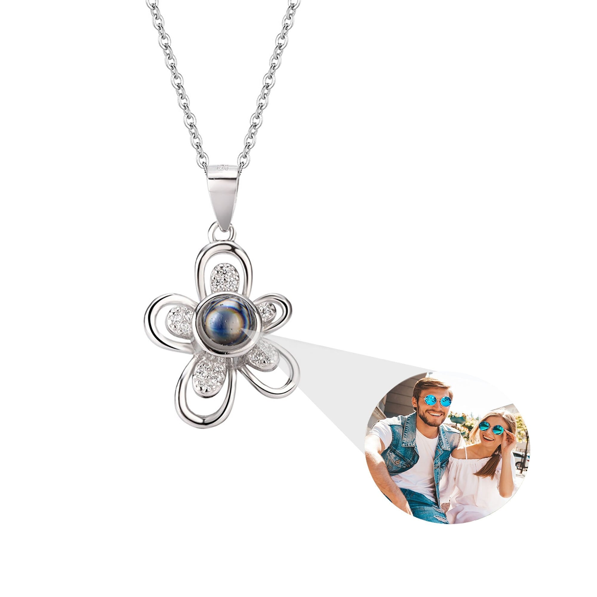 Flowers that can be customized for photos Projection Necklace Pendant Jewelry