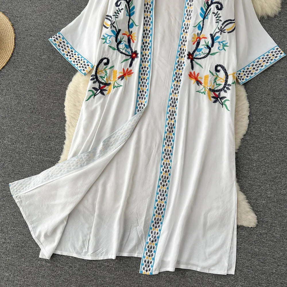 Retro Embroidery Sun Protection Shirt Chiffon Long Streetwear