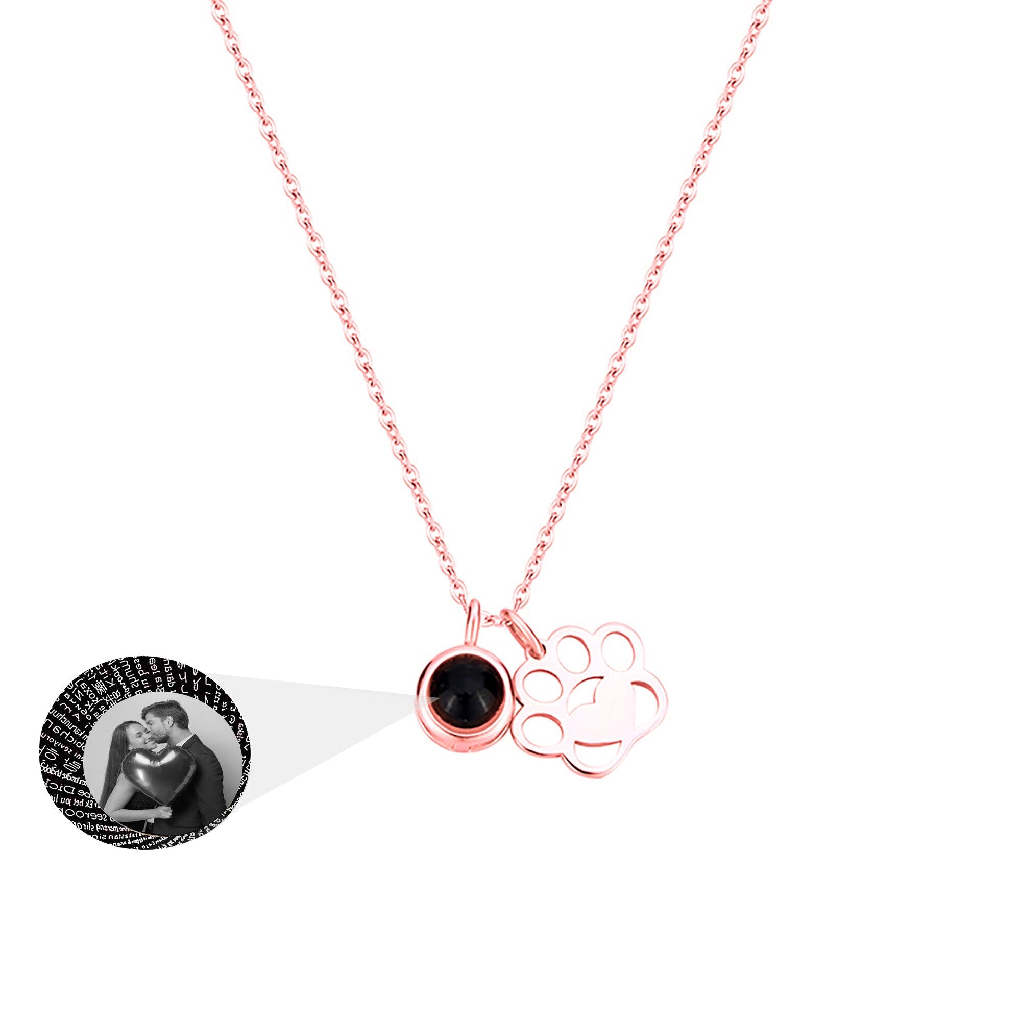 Customized Photo Dog Paws Projection Necklace Pendant Jewelry For Lover Girlfriend