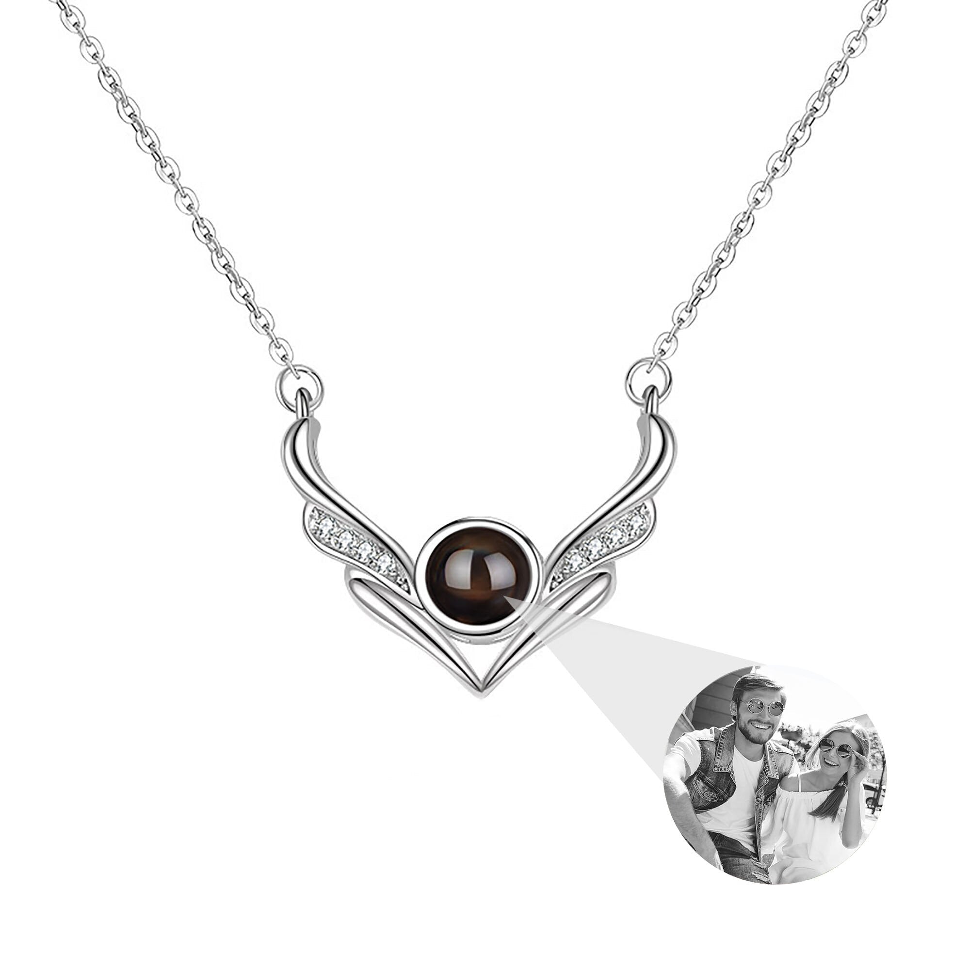 Angel wings with customizable photosProjection Necklace Pendant Jewelry