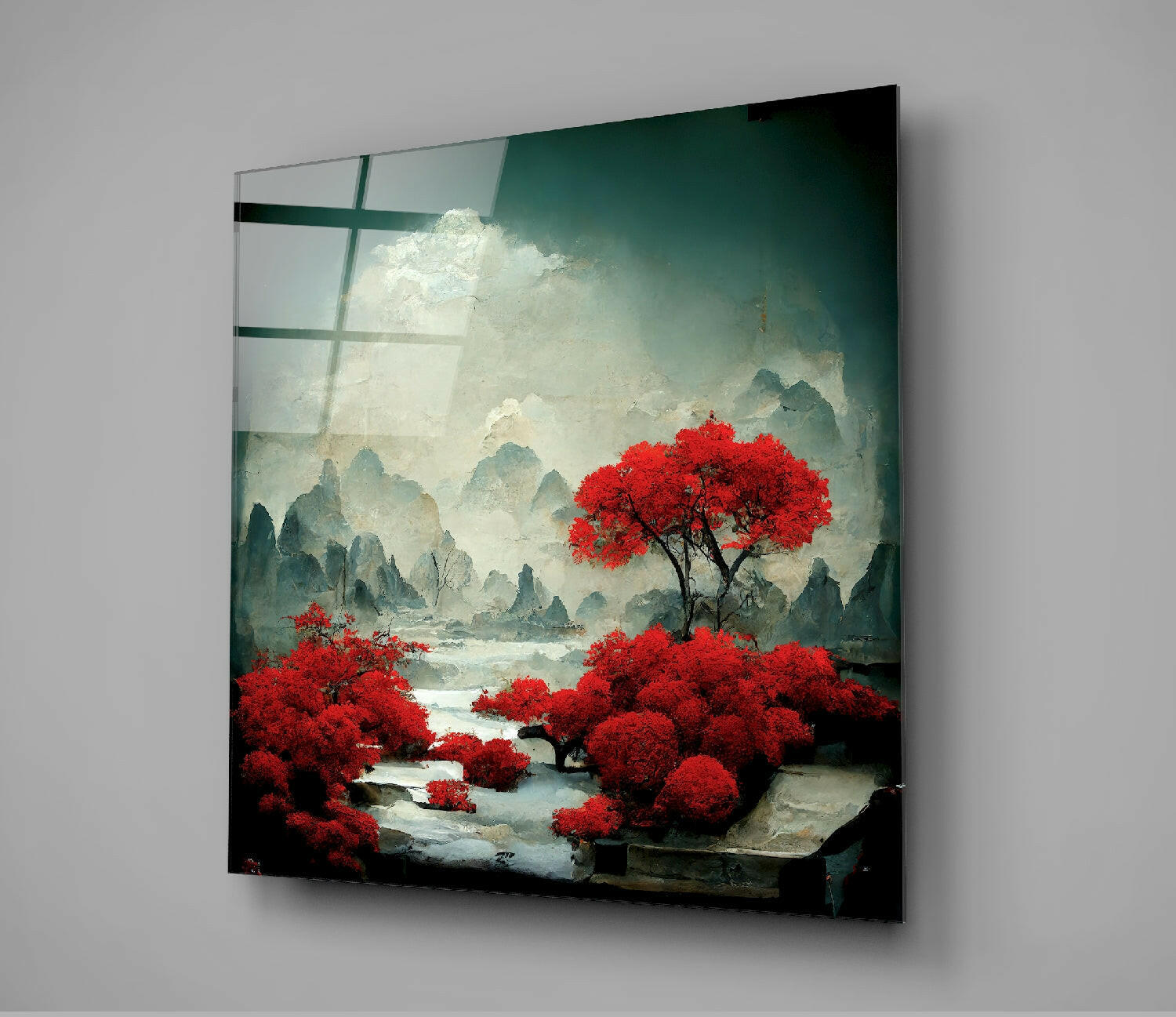 Red Forest Glass Wall Art || Designer Collection