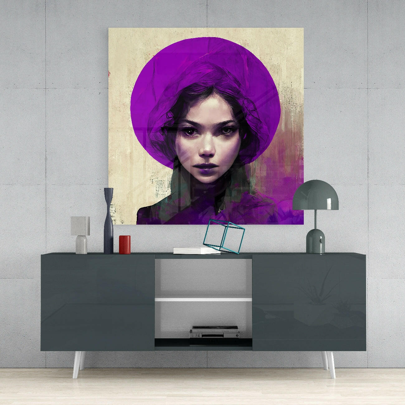 Purple Hat Glass Wall Art || Designer Collection