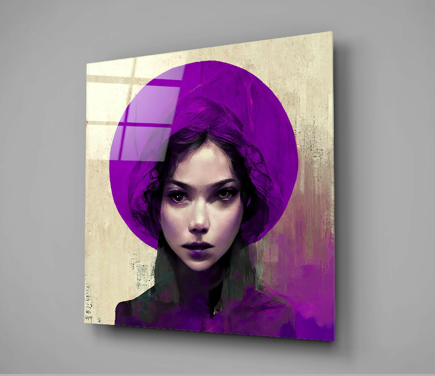 Purple Hat Glass Wall Art || Designer Collection