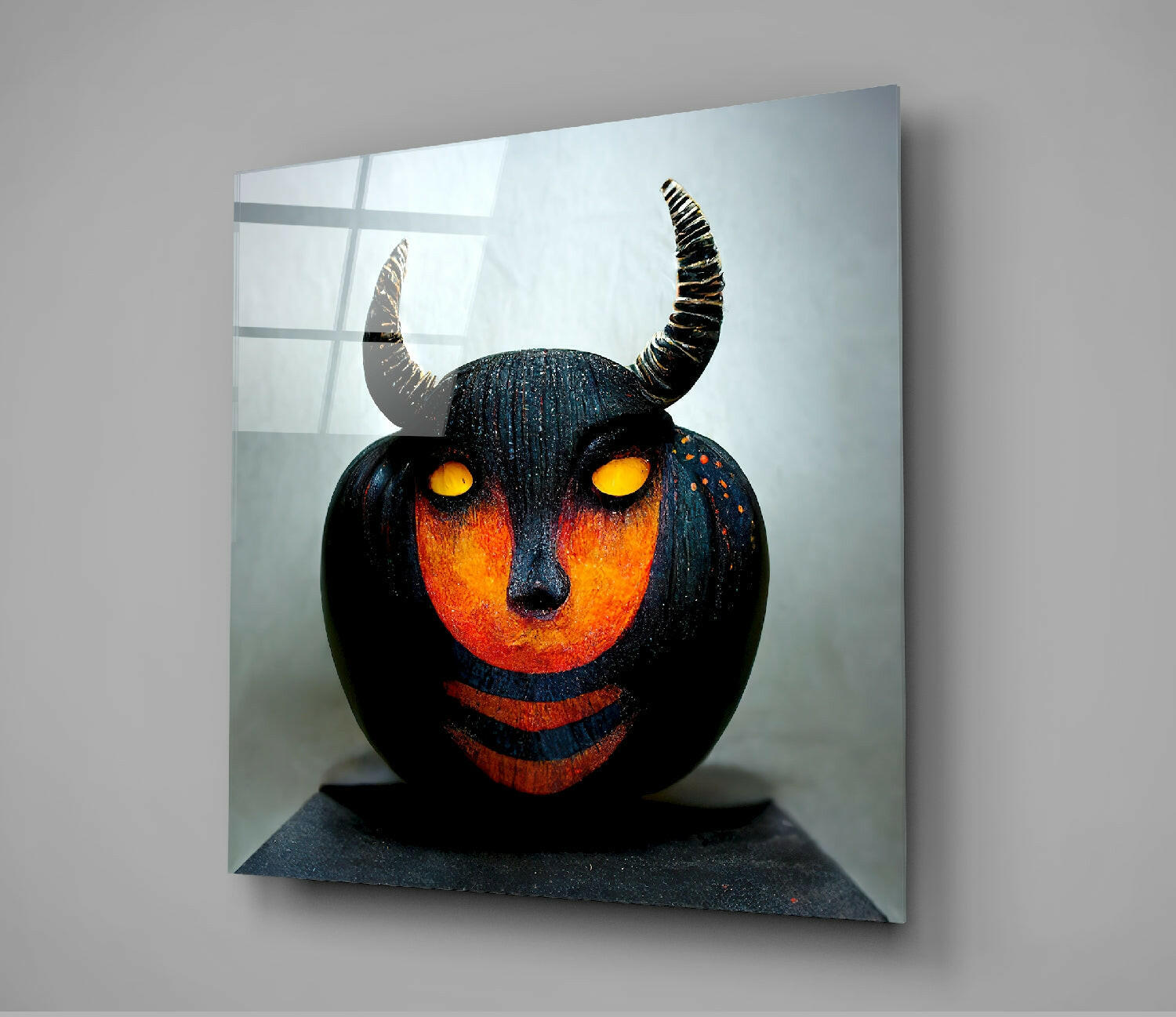 Evil Pumpkin Glass Wall Art || Designers Collection